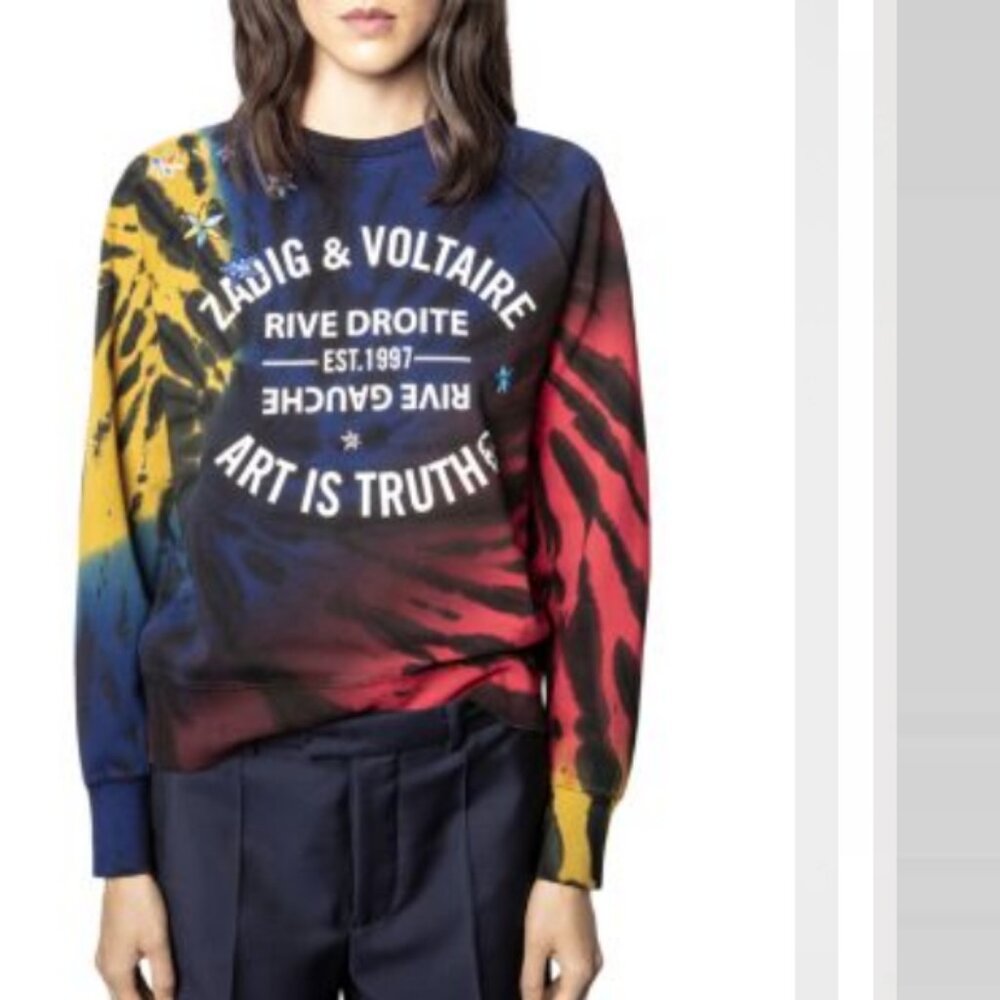 Zadig & Voltaire Upper Blason Tie Dyed Logo Pullover‎ Sweatshirt Blue Red S